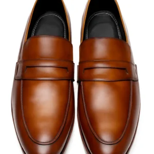 Classic Brown Leather Loafers with Elegant Strap Detail
