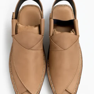 Elegant Tan Leather Sandals with Classic Cross-Front Design