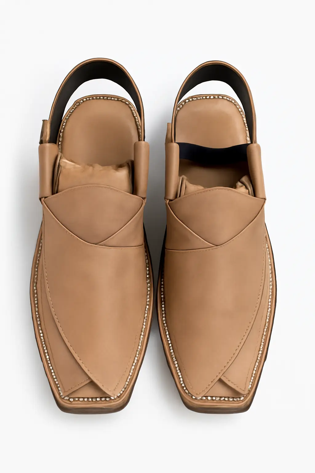 Elegant Tan Leather Sandals with Classic Cross-Front Design