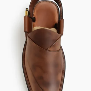 Luxurious Brown Leather Sandals with Cross-Front Design