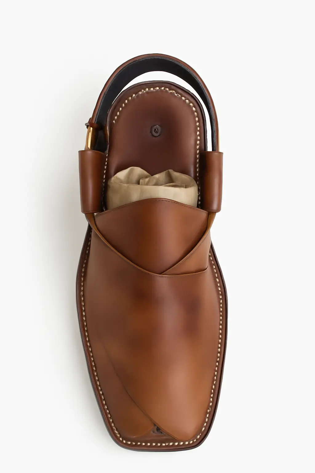 Refined Tan Leather Sandals with Cross-Front Design