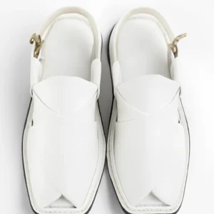 "Sleek White Leather Sandals with Elegant Cross-Front Design"