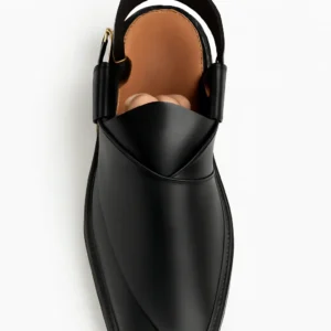 Sophisticated Black Leather Sandals with Cross-Front Design