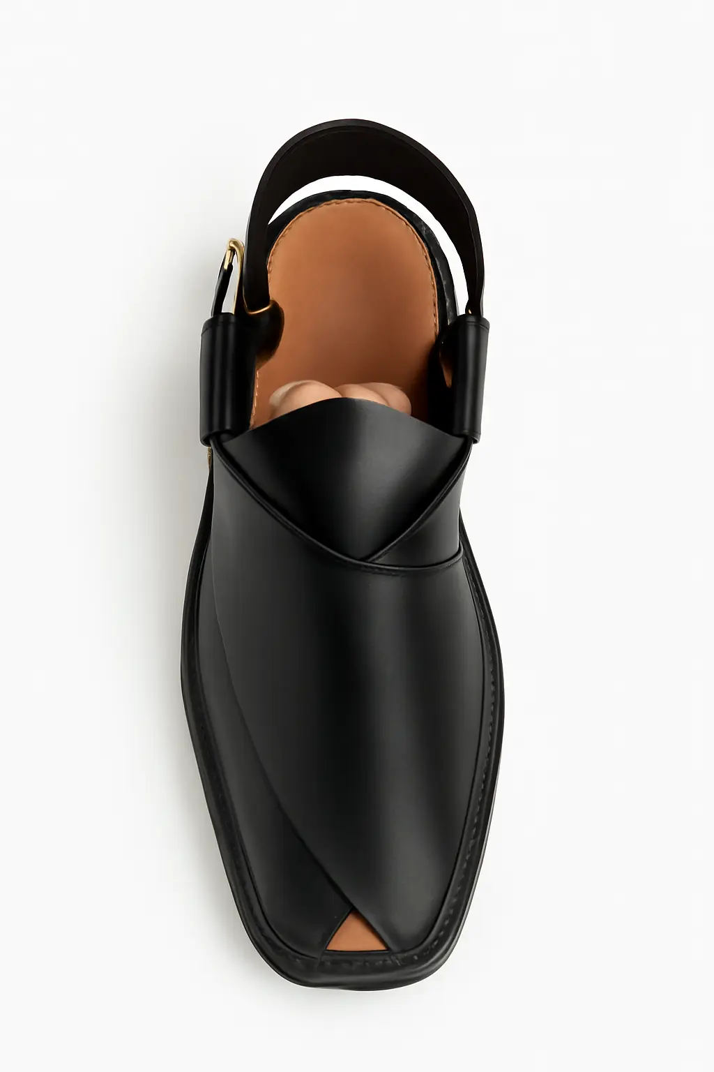 Sophisticated Black Leather Sandals with Cross-Front Design