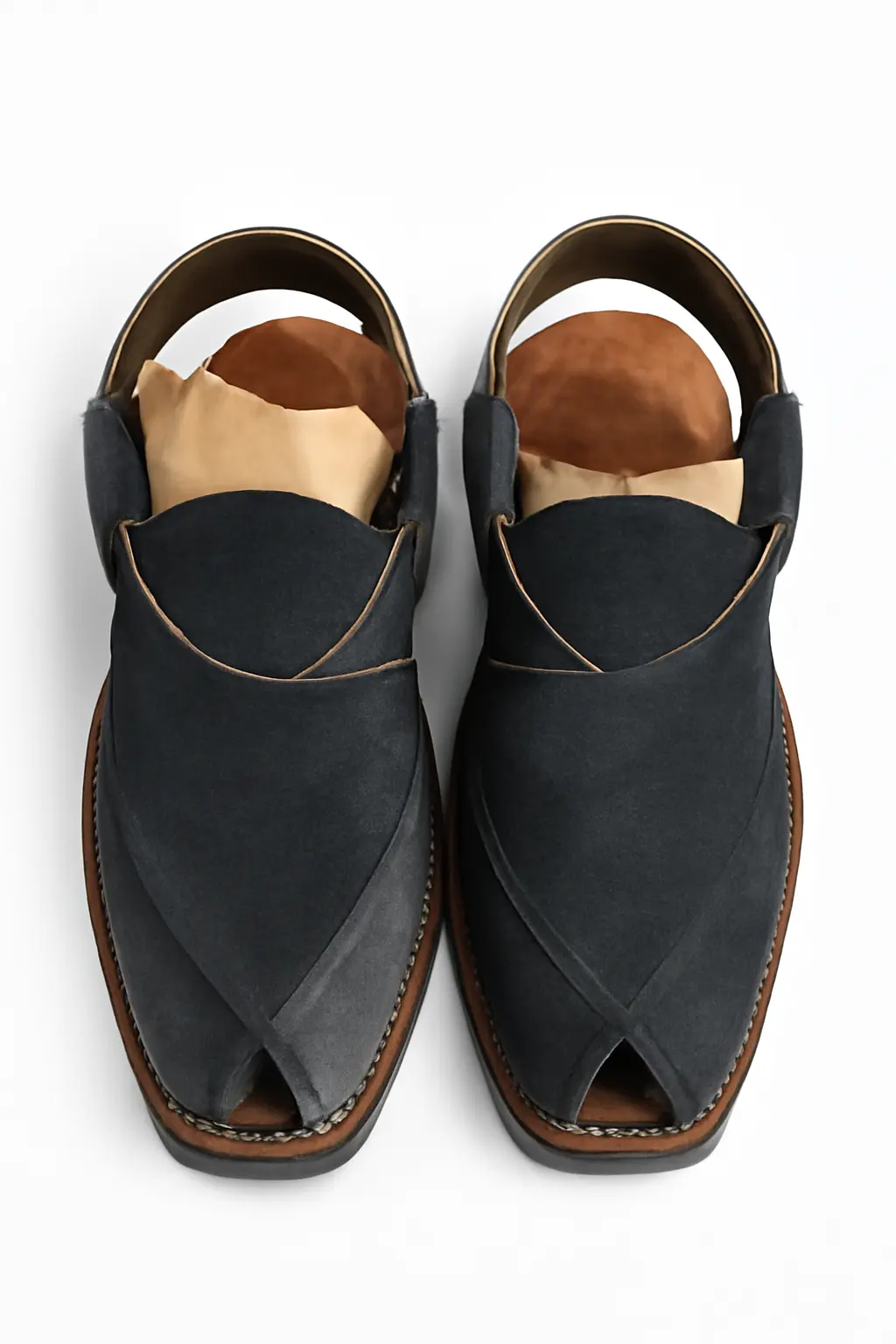 "Sophisticated Dark Grey Leather Sandals with Classic Cross-Front Design"